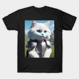 Cat in Armor - Modern Digital Art T-Shirt